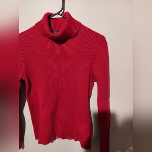 Lauren Ralph Lauren LRL Red Ribbed Turtleneck Sweater Large Valentine's Day Y2K